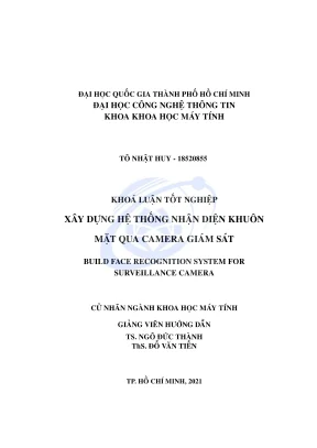 Khóa luận tốt nghiệp khoa học máy tính xây dựng hệ thống nhận diện khuôn mặt qua camera giám sát