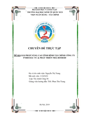 Chuyên đề thực tập giải pháp nâng cao tình hình tài chính của công ty tnhh đầu tư phát triển nhà homeid