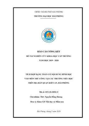 Đề tài nghiên cứu khoa học cấp trường tích hợp dạng toán có nội dung hình học và môn thủ công tại các trường tiểu học trên địa bàn quận kiến an hải phòng