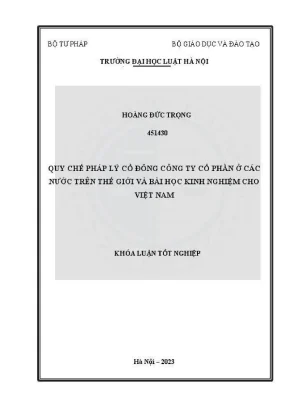 Khoá luận tốt nghiệp quy chế pháp lý cổ đông công ty cổ phần ở các nước trên thế giới và bài học kinh nghiệm cho việt nam