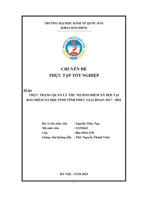 Thực trạng quản lý thu nợ bảo hiểm xã hội tại bảo hiểm xã hội tỉnh vĩnh phúc giai đoạn 20172021