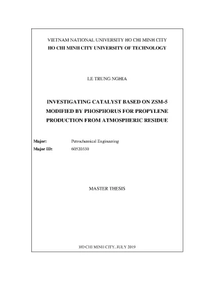 Luận văn thạc sĩ kỹ thuật hóa dầu investigating catalysts based on zsm5 modified by phosphorus for propylene production from atmospheric residue