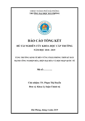 Đề tài nghiên cứu khoa học cấp trường tăng trưởng kinh tế bền vững ở hải phòng thời kỳ đẩy mạnh công nghiệp hóa hiện đại hóa và hội nhập quốc tế