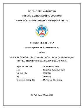 Chuyên đề thực tập nghiên cứu công tác cấp giấy chứng nhận quyền sử dụng đất tại thành phố hạ long tỉnh quảng ninh