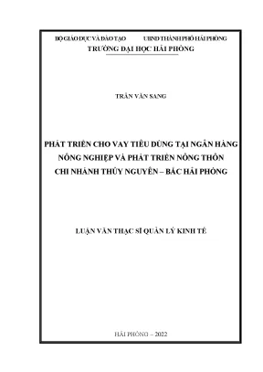 Luận văn thạc sĩ quản lý kinh tế phát triển cho vay tiêu dùng tại ngân hàng nông nghiệp và phát triển nông thôn chi nhánh thủy nguyên bắc hải phòng