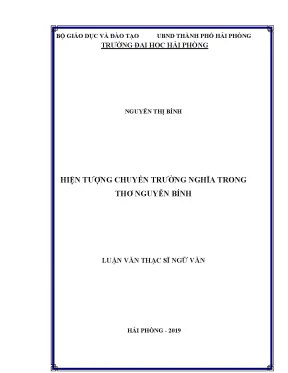 Luận văn thạc sĩ ngôn ngữ việt nam hiện tượng chuyển trường nghĩa trong thơ nguyễn bính