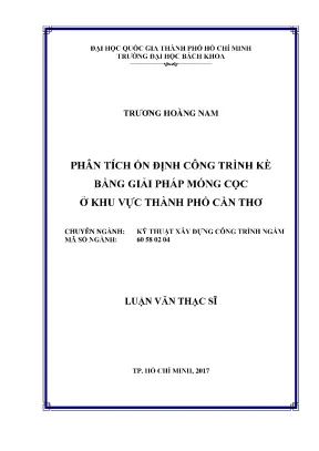 Luận văn thạc sĩ kỹ thuật xây dựng phân tích ổn định công trình kè bằng giải pháp móng cọc ở khu vực thành phố cần thơ