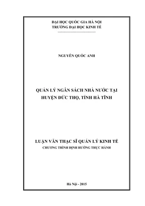 Luận văn thạc sĩ quản lý kinh tế quản lý ngân sách nhà nước tại huyện đức thọ tỉnh hà tĩnh