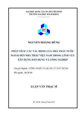 Luận văn thạc sĩ quản lý xây dựng phân tích tác động của nhà thầu nước ngoài đến nhà thầu việt nam trong lĩnh vực xây dựng dân dụng và công nghiệp