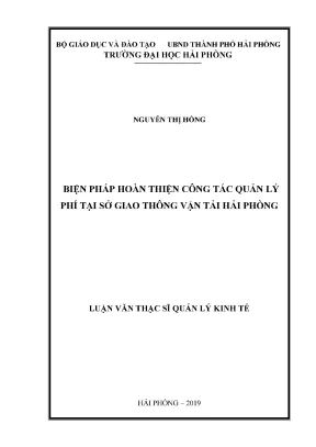 Luận văn thạc sĩ quản lý kinh tế biện pháp hoàn thiện công tác quản lý phí tại sở giao thông vận tải hải phòng