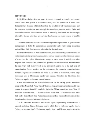 Thesis of master degree numerical simulation for the assessment of groundwater safe yield in red river delta viet nam