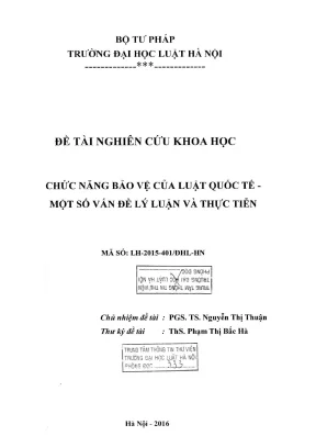 Đề tài nghiên cứu khoa học chức năng bảo vệ của luật quốc tế một số vấn đề lý luận và thực tiễn