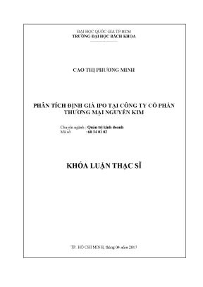 Luận văn thạc sĩ quản trị kinh doanh phân tích định giá ipo tại công ty cổ phần thương mại nguyễn kim