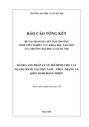 Đề tài sinh viên nghiên cứu khoa học hành lang pháp lý về mô hình cho vay ngang hàng tại việt nam thực trạng và kiến nghị hoàn thiện