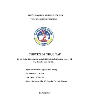 Chuyên đề thực tập hoàn thiện công tác quản lý kê khai thuế điện tử tại công ty cp tập đoàn kế toán hà nội