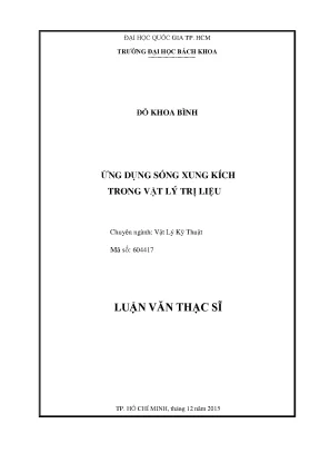 Luận văn thạc sĩ vật lý kỹ thuật ứng dụng sóng xung kích trong vật lý trị liệu