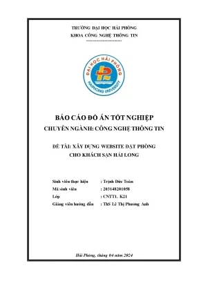 Khóa luận tốt nghiệp công nghệ thông tin xây dựng website đặt phòng cho khách sạn hải long