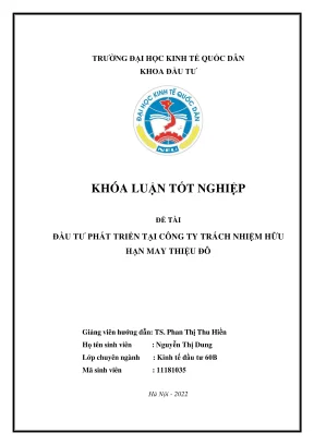 Khóa luận tốt nghiệp hoạt động đầu tư phát triển tại công ty trách nhiệm hữu hạn may thiệu đô