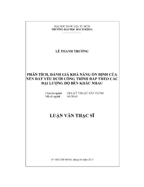 Luận văn thạc sĩ địa kỹ thuật xây dựng phân tích đánh giá khả năng ổn định của nền đất yếu dưới công trình đắp theo các đại lượng độ bền khác nhau