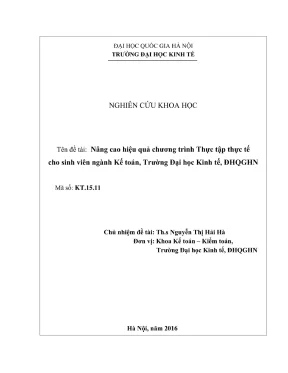 Đề tài nghiên cứu khoa học nâng cao hiệu quả chương trình thực tập thực tế cho sinh viên ngành kế toán trường đại học kinh tế đhqghn