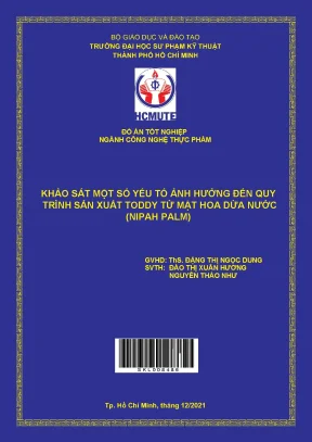 Khảo sát một số yếu tố ảnh hưởng đến quy trình sản xuất toddy từ mật hoa dừa nước nipah palm