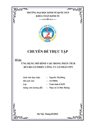 Chuyên đề thực tập ứng dụng mô hình var trong phân tích rủi ro cổ phiếu công ty cổ phần fpt