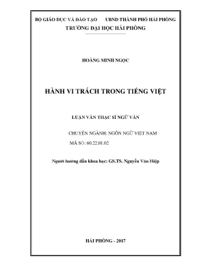 Luận văn thạc sĩ ngôn ngữ việt nam hành vi trách trong tiếng việt