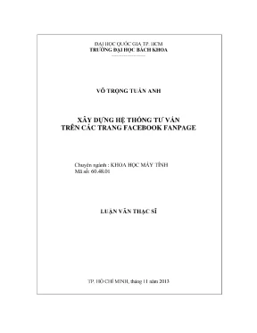 Luận văn thạc sĩ khoa học máy tính xây dựng hệ thống tư vấn trên các trang facebook fanpage