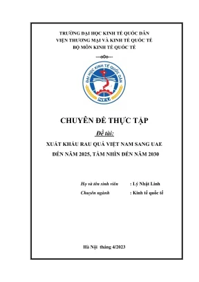 Chuyên đề thực tập xuất khẩu rau quả việt nam sang uae đến năm 2025 tầm nhìn đến năm 2030
