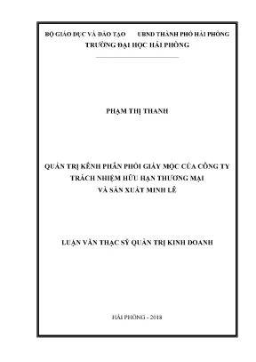 Luận văn thạc sĩ quản trị kinh doanh quản trị kênh phân phối giấy mộc của công ty trách nhiệm hữu hạn thương mại và sản xuất minh lê