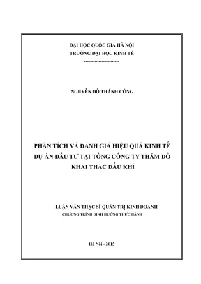 Luận văn thạc sĩ quản trị kinh doanh phân tích và đánh giá hiệu quả kinh tế dự án đầu tư tại tổng công ty thăm dò khai thác dầu khí