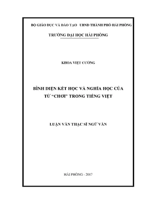 Luận văn thạc sĩ ngôn ngữ việt nam bình diện kết học và nghĩa học của từ chơi trong tiếng việt