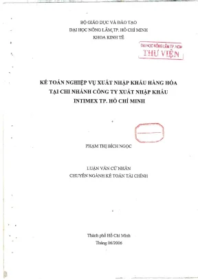Khóa luận tốt nghiệp kế toán kế toán nghiệp vụ xuất nhập khẩu hàng hoá tại chi nhánh công ty xuất nhập khẩu intimex tp hồ chí minh
