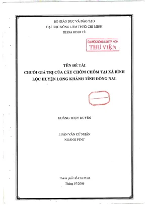 Khóa luận tốt nghiệp phát triển nông thôn chuỗi giá trị của cây chôm chôm tại xã bình lộc huyện long khánh tỉnh đồng nai