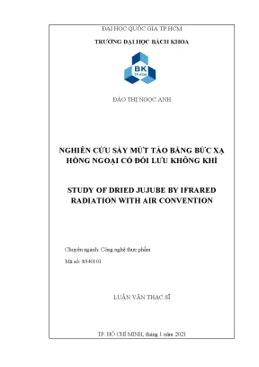 Luận văn thạc sĩ công nghệ thực phẩm nghiên cứu sấy mứt táo bằng bức xạ hồng ngoại có đối lưu không khí