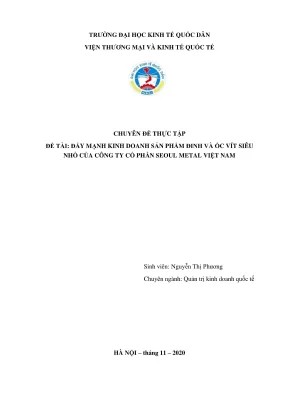 Chuyên đề thực tập đẩy mạnh kinh doanh sản phẩm đinh và ốc vít siêu nhỏ của công ty cổ phần seoul metal việt nam