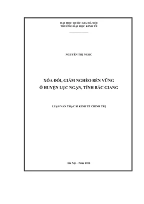 Luận văn thạc sĩ kinh tế chính trị xóa đói giảm nghèo bền vững ở huyện lục ngạn tỉnh bắc giang