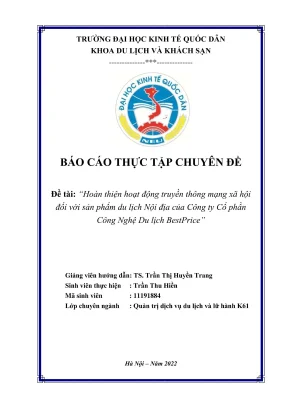 Chuyên đề thực tập hoàn thiện hoạt động truyền thông mạng xã hội đối với sản phẩm du lịch nội địa của công ty cổ phần công nghệ du lịch bestprice
