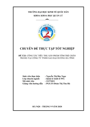 Chuyên đề thực tập tốt nghiệp công tác tiêu thụ sản phẩm tôm thẻ chân trắng tại công ty tnhh sao đại dương hà tĩnh