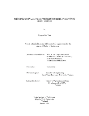 Master of engineering thesis performance evaluation of the lien son irrigation system north vietnam
