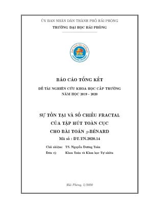 Đề tài nghiên cứu khoa học cấp trường sự tồn tại và số chiếu fracatal của tập hút toàn cục cho bài toán gbénard
