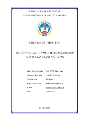 Chuyên đề thực tập thu hút vốn đầu tư vào lĩnh vực nông nghiệp trên địa bàn thành phố hà nội