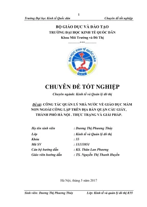 Chuyên đề tốt nghiệp công tác quản lý nhà nước về giáo dục mầm non ngoài công lập trên địa bàn quận cầu giấy hà nội thực trạng và giải pháp