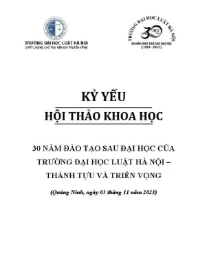 Kỷ yếu hội thảo khoa học cấp trường ba mươi năm đào tạo sau đại học của trường đại học luật hà nội thành tựu và triển vọng