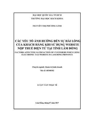 Luận văn thạc sĩ quản trị kinh doanh các yếu tố ảnh hưởng đến sự hài lòng của khách hàng khi sử dụng website nộp thuế điện tử tại tỉnh lâm đồng