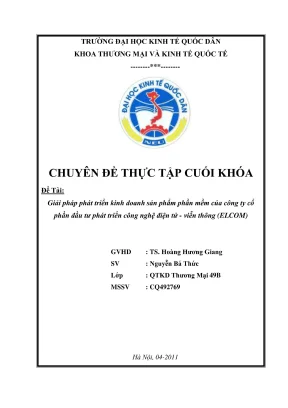 Chuyên đề thực tập giải pháp phát triển kinh doanh sản phẩm phần mềm của công ty cổ phần đầu tư phát triển công nghệ điện tử viễn thông elcom