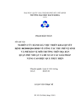 Luận văn thạc sĩ quản lý môi trường nghiên cứu đánh giá việc triển khai quyết định 88