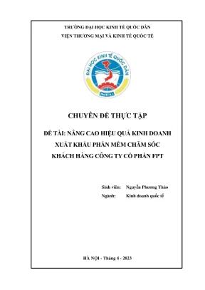 Chuyên đề thực tập nâng cao hiệu quả kinh doanh xuất khẩu phần mềm chăm sóc khách hàng của công ty cổ phần fpt