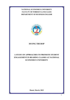 Chuyên đề tốt nghiệp a study on approaches to promote student engagement in reading classes at national economics university