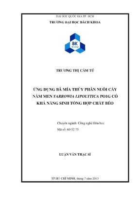 Luận văn thạc sĩ công nghệ hóa học ứng dụng bã mía thủy phân nuôi cấy nấm men yarrowia lipolytica po1g có khả năng sinh tổng hợp chất béo